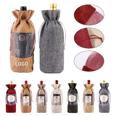 Burlap Wine Tote Bag