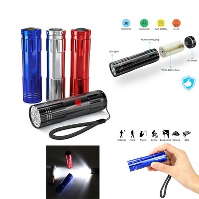 Mini 9 LED Aluminum Alloy Flashlight