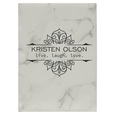 7" x 9 3/4" White Marble Leatherette Journal-Lined Paper