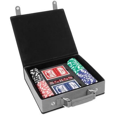 Gray/Black Leatherette 100 Chip Poker Set