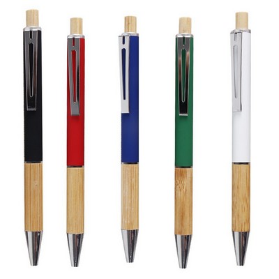 Metal Aluminum Rod Bamboo Ballpoint Pen