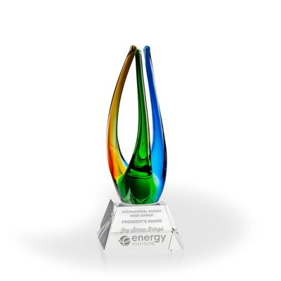 Owen Art Glass Award - Clear Pyramid Base