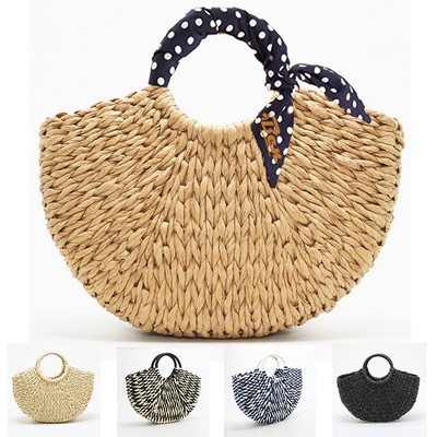 Retronatural Straw Hand Woven Round Handle Handbags