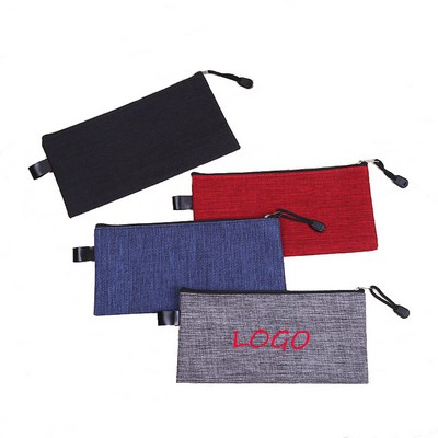 8 4/5" Oxford Cloth Zipper Closure Pencil Pouch