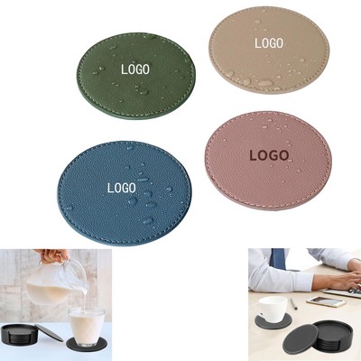 Leather Drink Coasters Round Cup Mat