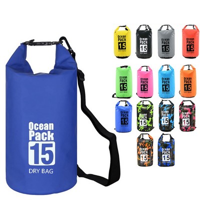 "Waterproof 15L PVC Dry Bag: Reliable Outdoor Gear Essential"