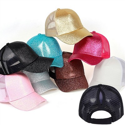 Glitter Ponytail Mesh Cap