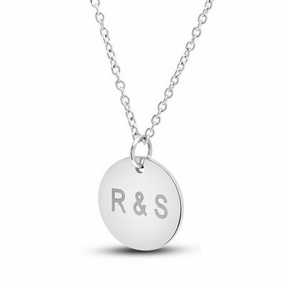 Personalized Engraved Stainless Steel Necklace -Round