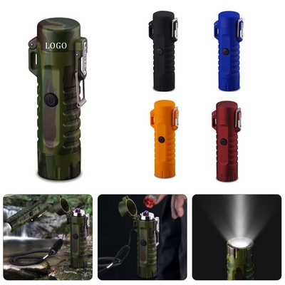 Outdoor USB Rechargeable Dual Arc Lighter Flashlight