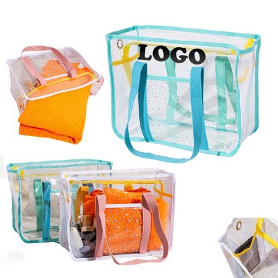 Oversize Waterproof PVC Clear Beach Tote Bag