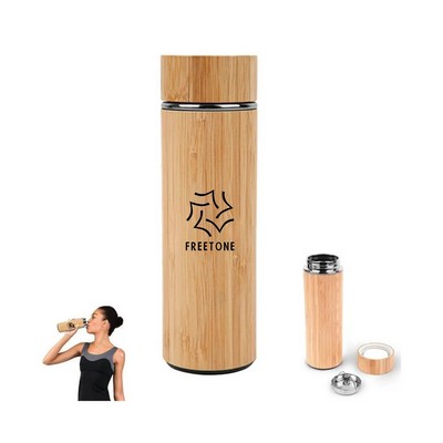 16 OZ Vacuum Sealed Eco Bamboo Bottle