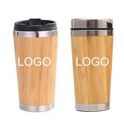 15OZ Stainless Steel Bamboo Tumbler