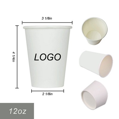 12Oz Disposable Thickened Single Layer White Paper Cup