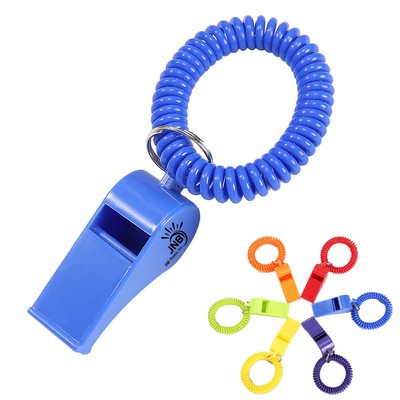 Outdoor Sports Plastic Whistle With Spring Wristband