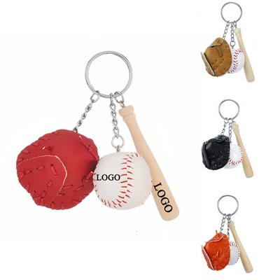 Mini Baseball Bat Glove Keychain