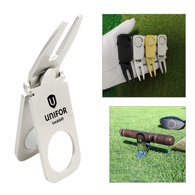 Golf Divot Repair Tool with Magnetic Golf Ball Marker