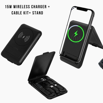 Wireless Charger + Cable Kit + Stand