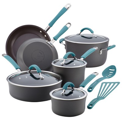 Rachael Ray 12Pc Cucina Hard-Anodized Cookware Set Agave Blue