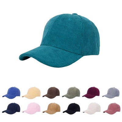 Stock Corduroy 6-Panel Structured Cap w/ Metal Buckle