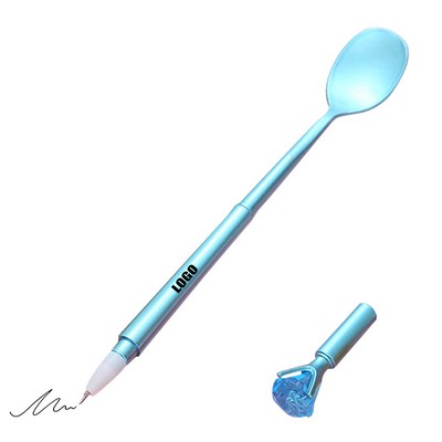 Spoon Shaped Pen With Diamond Cap