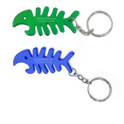 Fish Bone Shaped Metal Bottle Opener with Key Holder