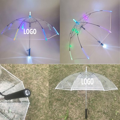 Light Up Led Clear Umbrella With Flashlight