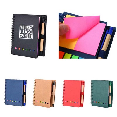 A6 Sticky Notebook with Pen in Holder