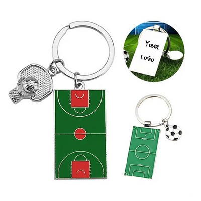 Football Field Soccer Metal Keychain Sports Key Ring Decor