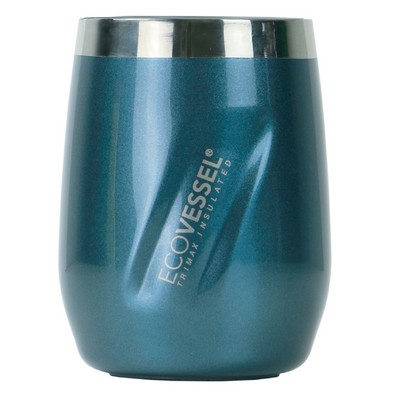 EcoVessel Port 10 Oz Trimax Triple Insulated Wine Cup/Rocks Glass W/Tritan Lid - Blue Smoke