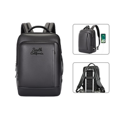 Black Genuine Leather Backpack