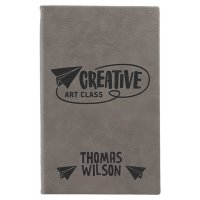 5.25" x 8.25" Gray Leatherette Sketch Book w/Unlined Notepad