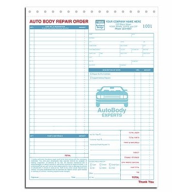 Auto Body Repair Order Form (3 Part)