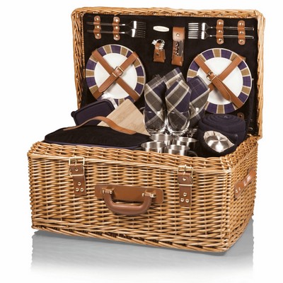 Windsor Luxury Picnic Basket w/Deluxe Service for Four