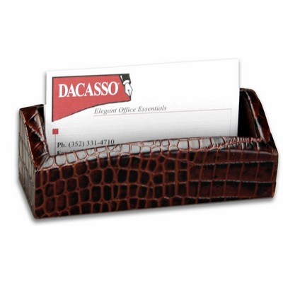 Crocodile Embossed Brown Leather Business Card Holder