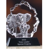 6.5" Animal Kingdom Elephant Hand Blown Glacier Award