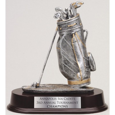 7 1/2" Golf Bag Resin Sculpture on Oblong Base