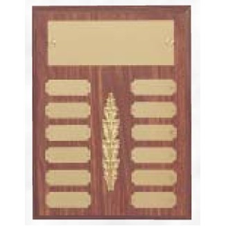 Perpetual 12 Plate Plaque w/ Gold Brass Plates & Leaf Accent (9"x12")