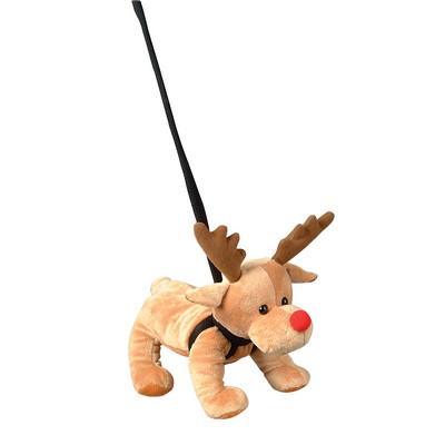 12" Plush Pet Reindeer w/Leash