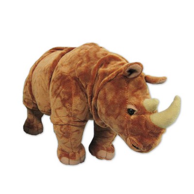 Custom Plush Brown Rhino in Sheen Fabric