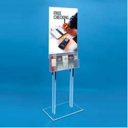 Acrylic Floor Standing Poster Holder w/5 Pocket Brochure Rack