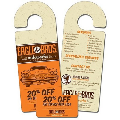 Door Hanger - 4x10.5 Round Handle with Tear-Off Portion on bottom - Extra-Thick - 24 pt.