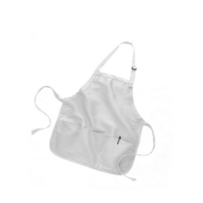 White Full/Medium Length Twill Bib Apron with Pouch - Blank (22"x24")