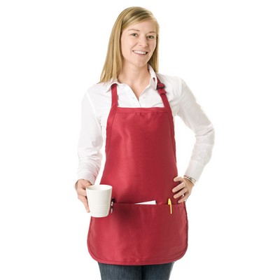 Colored Full/Medium Length Twill Bib Apron with Pouch - Blank (22"x24")