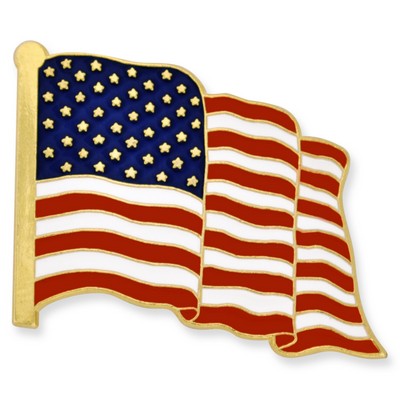 Waving American Flag Gold Pin - Made in the U.S.A.