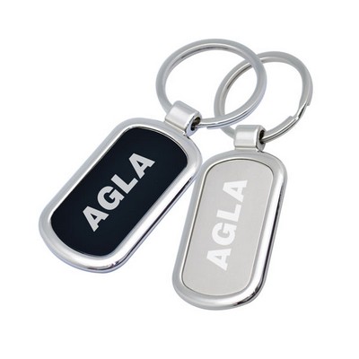 Polished keychain in polished chrome finish, with mirror-like middle insert