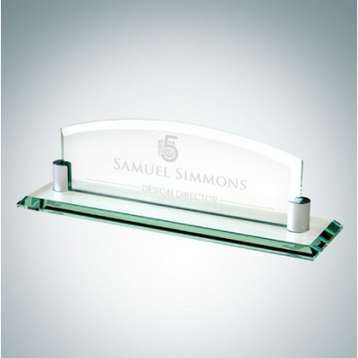 Jade Glass Nameplate w/ Aluminum Holder (Small)