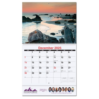 American Coast Monthly Wall Calendar w/Coil Bound (10 5/8"x18¼")