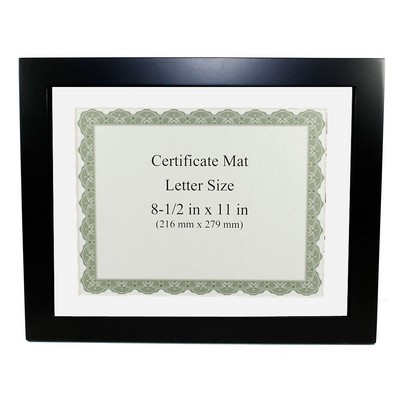 Black Finish Wooden Certificate Frame (8-1/2"x11")