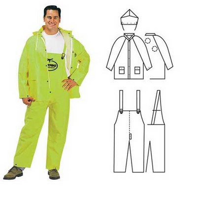 PVC Polyester 3 Piece Lime Green Rainsuit