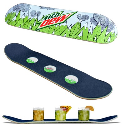 Skateboard Deck - Serving Tray - 32" - W/ Natural Bottom / Vinyl Top - Shot/Pint CNC Holes